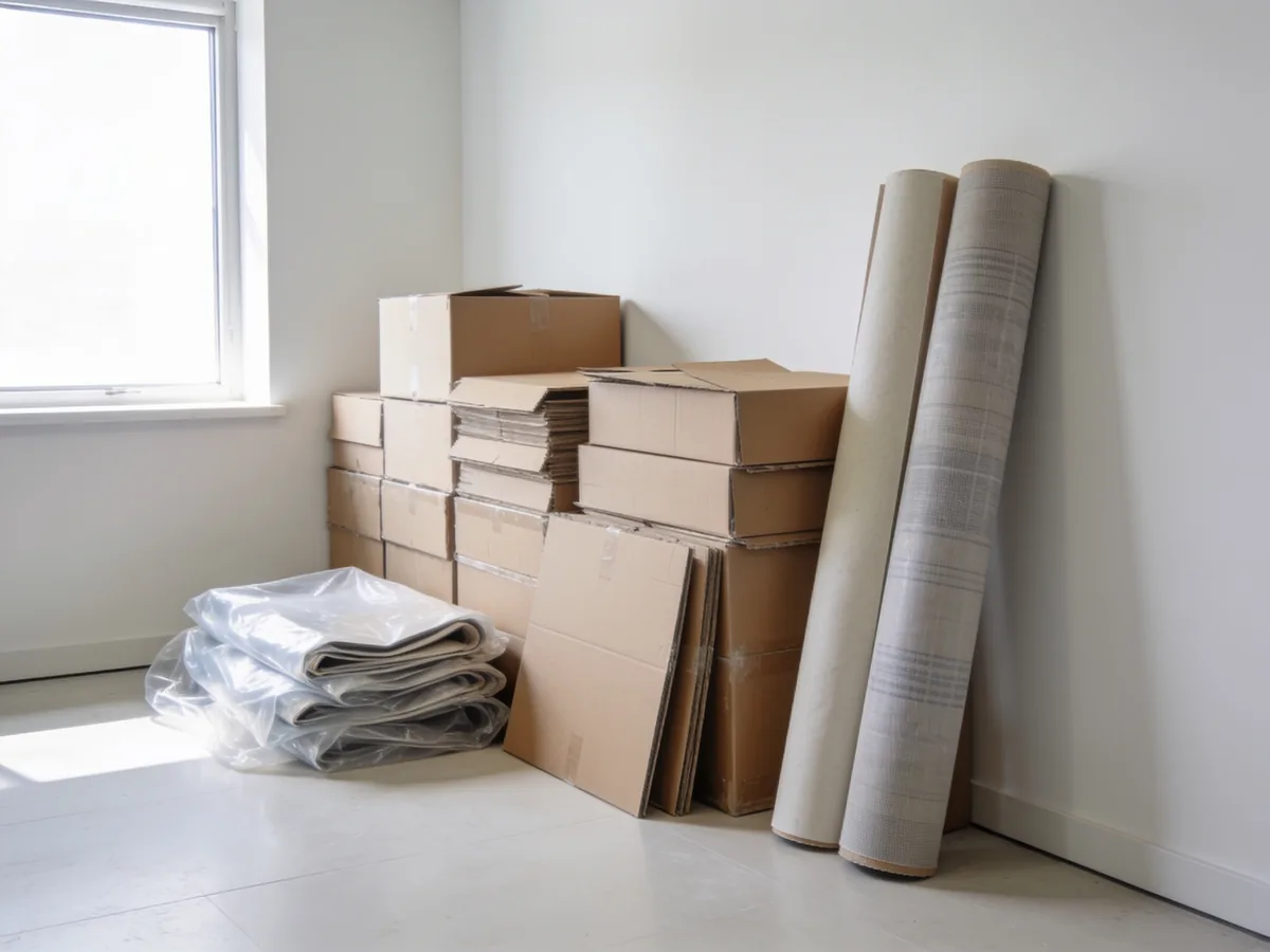 Emballage og afdækning samlet til bortskaffelse efter renovering