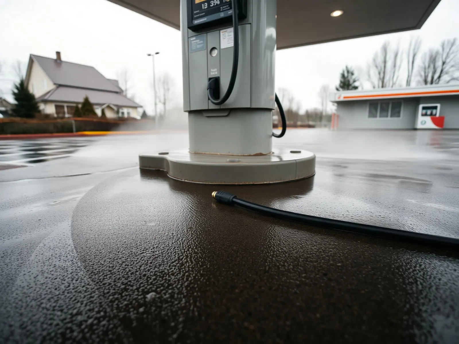 Vasket forplads på tankstation